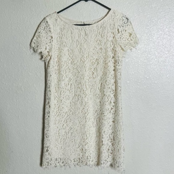 Zara lace fitted short sleeve wedding bridal bride mini dress S - Picture 5 of 8